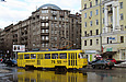 Tatra-T3SU #312 6-го маршрута выезжает на улицу Красноармейскую с конечной станции "Южный вокзал"