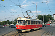 Tatra-T3SU #315 27-го маршрута поворачивает с Московского проспекта на площадь Восстания