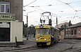 Tatra-T3SU #317 7-го маршрута поворачивает с улицы Бажана на улицу Москалевскую