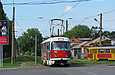 Tatra-T3SU #318 6-го маршрута на улице Академика Павлова в районе Сабуровой Дачи