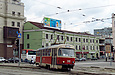 Tatra-T3SU #318 3-го маршрута поворачивает с улицы Университетской на площадь Розы Люксембург