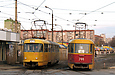 Tatra-T3SU #334 27-го маршрута и #744 16-го маршрута на улице Героев труда перед перекрестком с улицей Академика Павлова