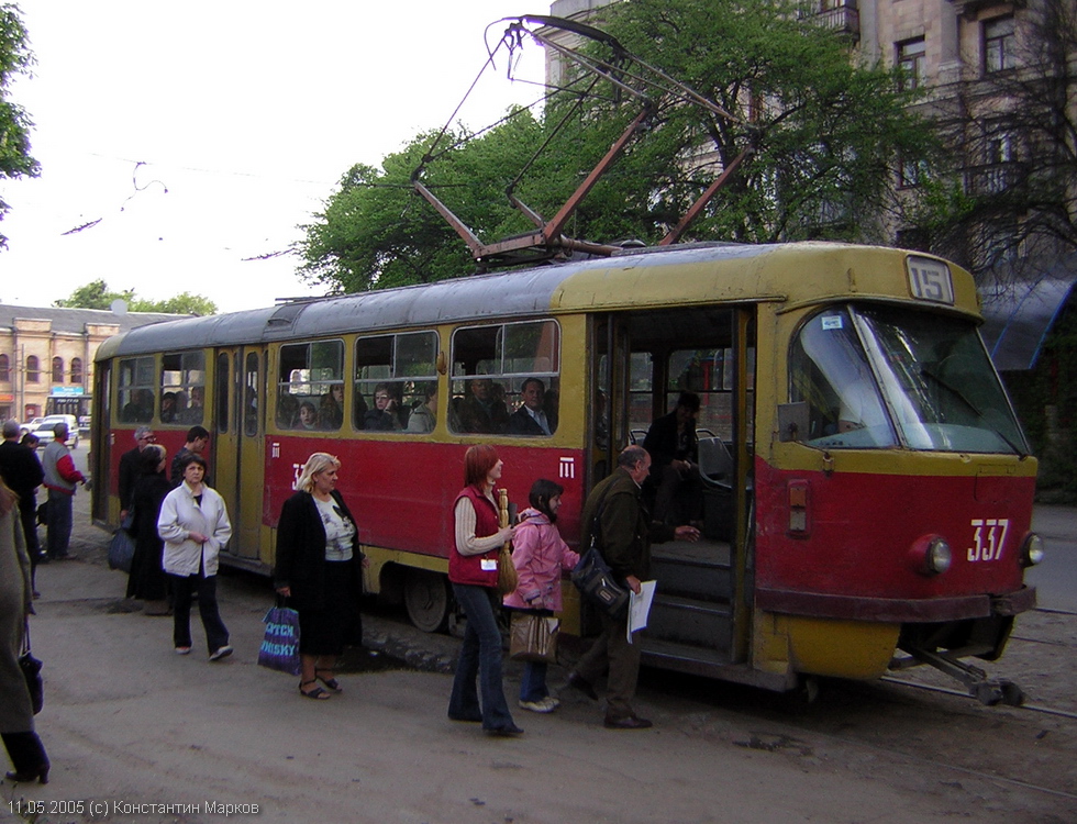 Tatra-T3SU #337 15-го маршрута на Харьковской набережной
