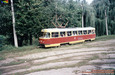 Tatra-T3SU #372 20-го маршрута следует по территории Депо №1 (бывшего Ленинского трамвайного депо) вдоль реки Лопань
