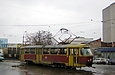Tatra-T3SU #391 7-го маршрута поворачивает с улицы Пушкинской на улицу Короленко