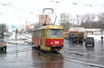 Tatra-T3SU #395 поворачивает с проспекта Победы на улицу Клочковскую