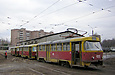 Tatra-T3SU #400 на буксире у Tatra-T3SU #485-486 в Октябрьском трамвайном депо