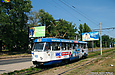 Tatra-T3SU #401 20-го маршрута на проспекте Победы подъезжает к перекрестку с улицей Клочковской