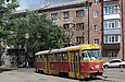 Tatra-T3SU #401 27-го маршрута на перекрестке переулка Рыбасовского и улицы 1-й Конной Армии
