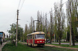 Tatra-T3SU #402 27-го маршрута на улице Академика Павлова в районе улицы Серп и молот