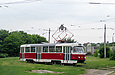 Tatra-T3SU #402 20-го маршрута на улице Клочковской выезжает с разворотного кольца "Улица Новгородская"