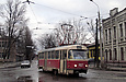 Tatra-T3SU #407 27-го маршрута поворачивает с улицы 1-й Конной Армии на улицу Октябрьской Революции