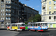 Tatra-T3SUCS #407 и #301 20-го маршрута на улице Котляра возле конечной станции "Южный вокзал"