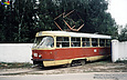 Tatra-T3SU #409 20-го маршрута в Лосевком переулке выезжает с территории Депо №1