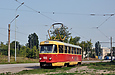 Tatra-T3SU #410 20-го маршрута прибывает на конечную станцию "Малая Даниловка"