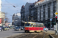 Tatra-T3SU #410 7-го маршрута поворачивает с улицы Университетской на Павловскую площадь