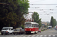 Tatra-T3SUCS #410 6-го маршрута на улице Академика Павлова перед перекрестком с Московским проспектом