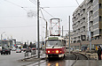 Tatra-T3SUCS #410 20-го маршрута на улице Клочковской в районе пробивки Новоивановского моста