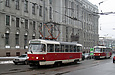 Tatra-T3SUCS #410 12-го маршрута и #3020 20-го маршрута на улице Евгения Котляра возле улицы Благовещенской