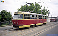 Tatra-T3SU #411 20-го маршрута в Пискуновском переулке следует по Рогатинскому мосту