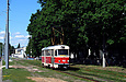 Tatra-T3SU #416 12-го маршрута на улице Сумской в районе остановки "Детская железная дорога"