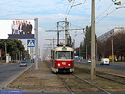 Tatra-T3SU #416 20-го маршрута на проспекте Победы отправился от остановки "Улица Ахсарова"