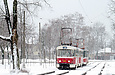 Tatra-T3SUCS #419-420 3-го маршрута на улице Москалевской в районе улицы Светлановской