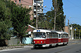 Tatra-T3SUCS #419-420 3-го маршрута на улице Москалевской возле выезда из Октябрьского трамвайного депо