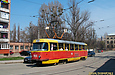 Tatra-T3SU #420 20-го маршрута в Лосевском переулке поворачивает на улицу Котлова