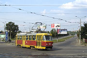 Tatra-T3SU #421, маршрут 2, поворачивает с Нового моста на улицу Котлова