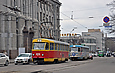 Tatra-T3SU #424 1-го маршрута и #3045 20-го маршрута на улице Красноармейской в районе улицы Карла Маркса