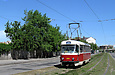 Tatra-T3SUCS #424 20-го маршрута на улице Котляра между улицей Большой Панасовской и улицей Чеботарской