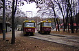 Tatra-T3SU #425 7-го маршрута и #1517 12-го маршрута на конечной станции "Парк им. Горького"
