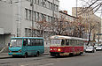 Tatra-T3SU #425 20-го маршрута и ЗАЗ-А07А1 гос.# АХ0058АА 246-го маршрута на улице Красноармейской возле Привокзальной площади