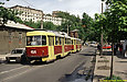 Tatra-T3SU #453-454 15-го маршрута на улице Шевченко в районе улицы Бажанова