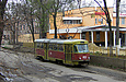 Tatra-T3SU #455 15-го маршрута на однопутном участке линии по Харьковской набережной