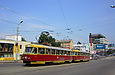Tatra-T3SU #457-458 3-го маршрута на улице Полтавский Шлях возле путепровода имени Магомета Караева