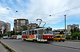 Tatra-T3-ВПСт #465 27-го маршрута на улице Гольдберговской на путепроводе над железной дорогой