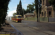 Tatra-T3SU #467-468 15-го маршрута на улице Клочковской возле Свято-Пантелеймоновского храма