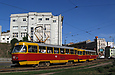 Tatra-T3SU #467-468 3-го маршрута поворачивает с площади Розы Люксембург на Пролетарскую площадь