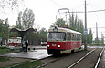 Tatra-T3SU #468 20-го маршрута на улице Клочковской перед отправлением от остановки "Улица Котельниковская"
