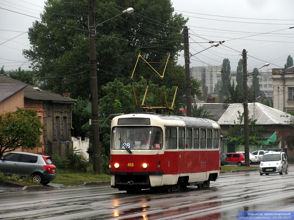 Т3-ВПСт #468 28-го маршрута на улице Москалевской в районе улицы Квиткинской