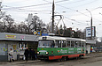 Tatra-T3SUCS #469 27-го маршрута на улице Академика Павлова перед отправлением от остановки "Сабурова дача"