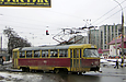 Tatra-T3SU #470 14-го маршрута поворачивает с проспекта Героев Сталинграда на улицу Морозова