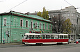 Tatra-T3M #471 5-го маршрута поворачивает с улицы Полтавский шлях на улицу Конева