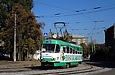 Tatra-T3M #471 20-го маршрута поворачивает из Лосевского переулка на улицу Большую Панасовскую