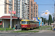 Tatra-T3SU #477-478 3-го маршрута на улице Полтавский шлях на остановке "Улица Нариманова"