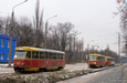 Tatra-T3SU #477 2-го маршрута и #475 27-го маршрута на технической линии по улице Морозова