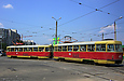Tatra-T3SU #477-478 27-го маршрута поворачивает с улицы Героев Труда на улицу Академика Павлова