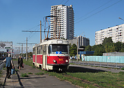 Tatra-T3SU #485 7-го маршрута на проспекте Победы на остановке "Школьная"